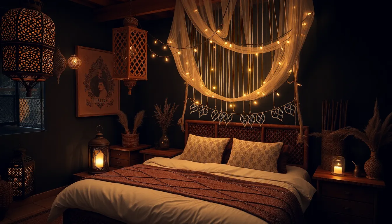 15 Enchanting Dark Boho Bedroom Ideas to Transform Your Space Tonight 6 15 Enchanting Dark Boho Bedroom Ideas to Transform Your Space Tonight 5