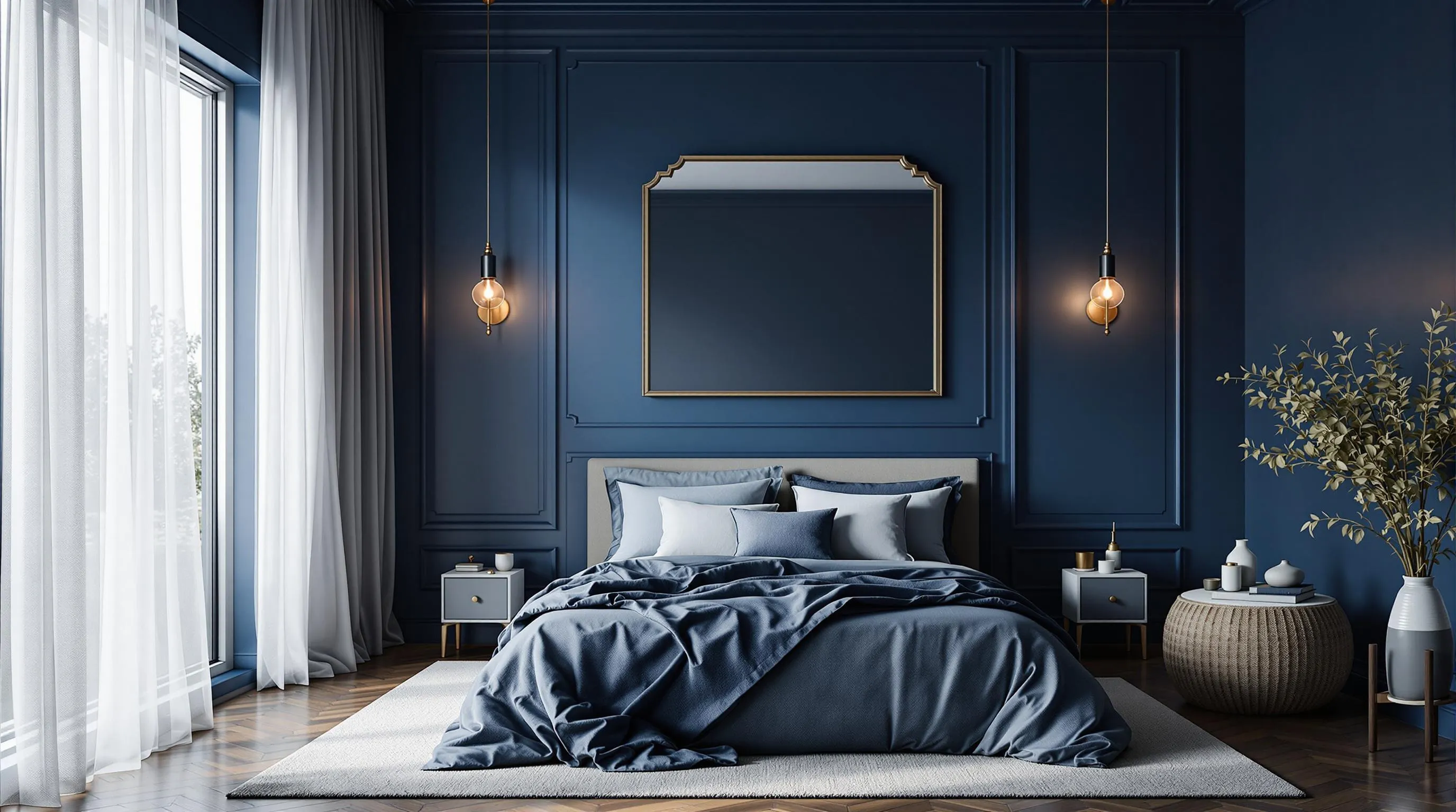 19 Elegant Dark Blue Bedroom Ideas to Transform Your Space Into a Dreamy Retreat 10 19 Elegant Dark Blue Bedroom Ideas to Transform Your Space Into a Dreamy Retreat 9