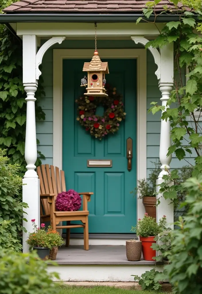 30 Small Front Porch Ideas That Maximize Every Inch - 15. Charming Birdhouse