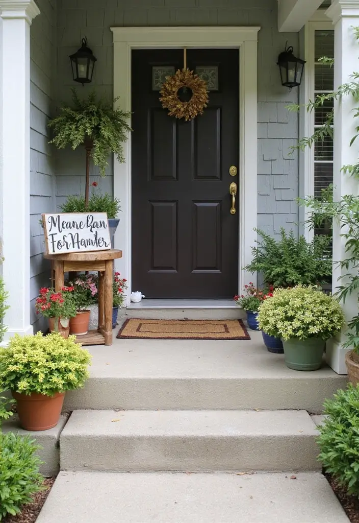 30 Small Front Porch Ideas That Maximize Every Inch - 19. Personalized Welcome Sign