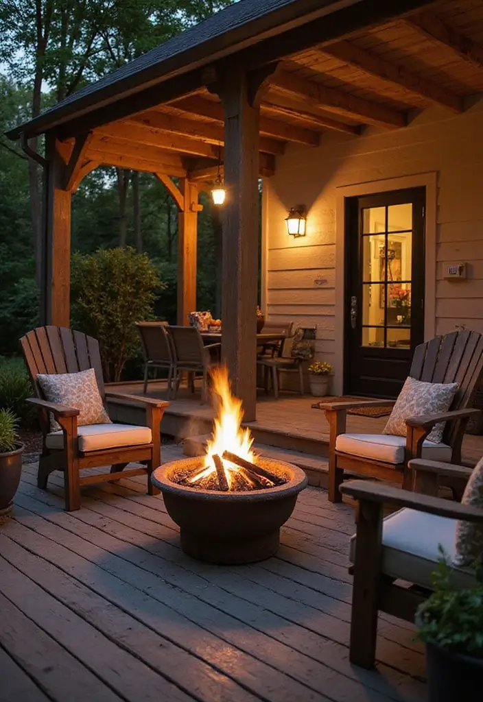 30 Small Front Porch Ideas That Maximize Every Inch - 20. Small Fire Pit