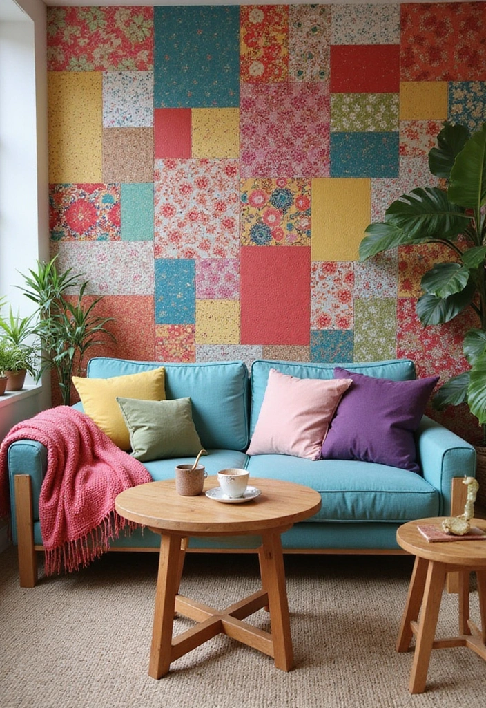 25+ Accent Wall Paint Ideas That Instantly Upgrade Your Space 12 25+ Accent Wall Paint Ideas That Instantly Upgrade Your Space - 12. Multi-colored Bohemian Patchwork