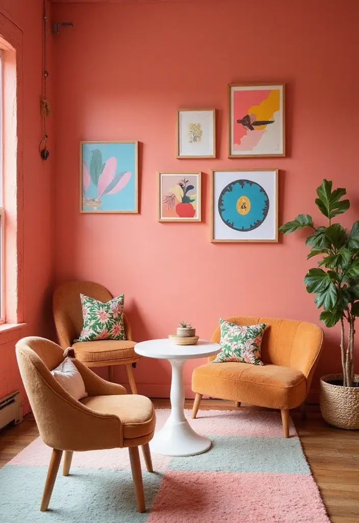 25+ Accent Wall Paint Ideas That Instantly Upgrade Your Space 14 25+ Accent Wall Paint Ideas That Instantly Upgrade Your Space - 14. Bright Coral