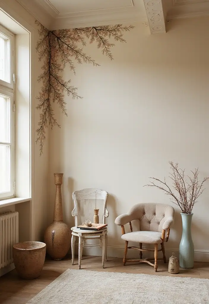 25+ Accent Wall Paint Ideas That Instantly Upgrade Your Space 15 25+ Accent Wall Paint Ideas That Instantly Upgrade Your Space - 15. Vintage Cream with Murals