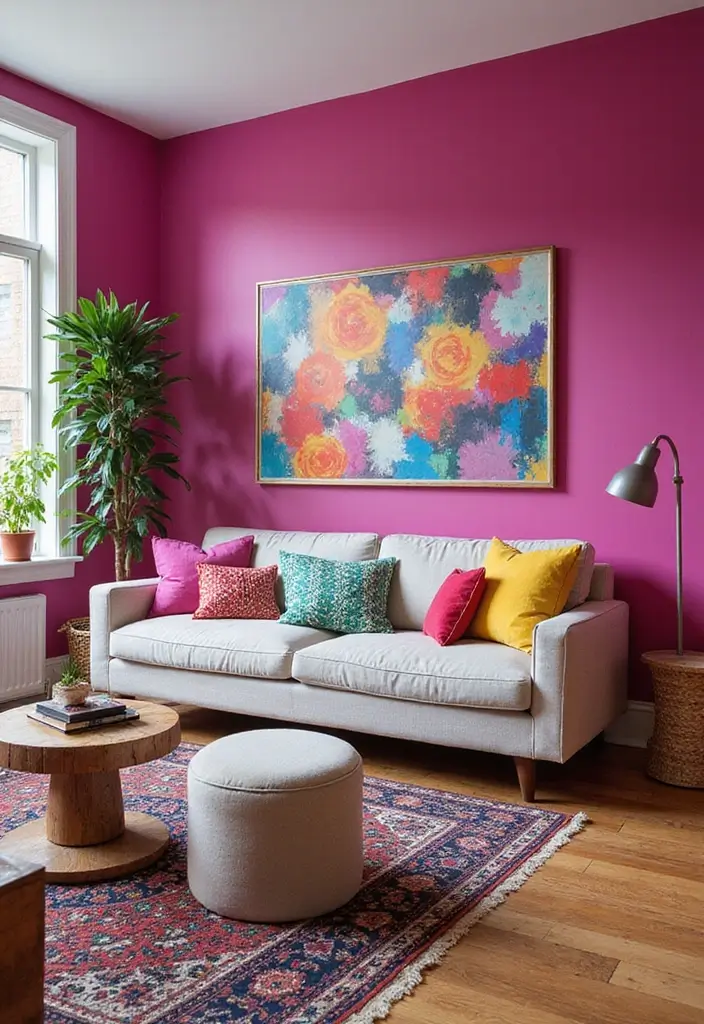 25+ Accent Wall Paint Ideas That Instantly Upgrade Your Space 5 25+ Accent Wall Paint Ideas That Instantly Upgrade Your Space - 5. Bold Fuchsia