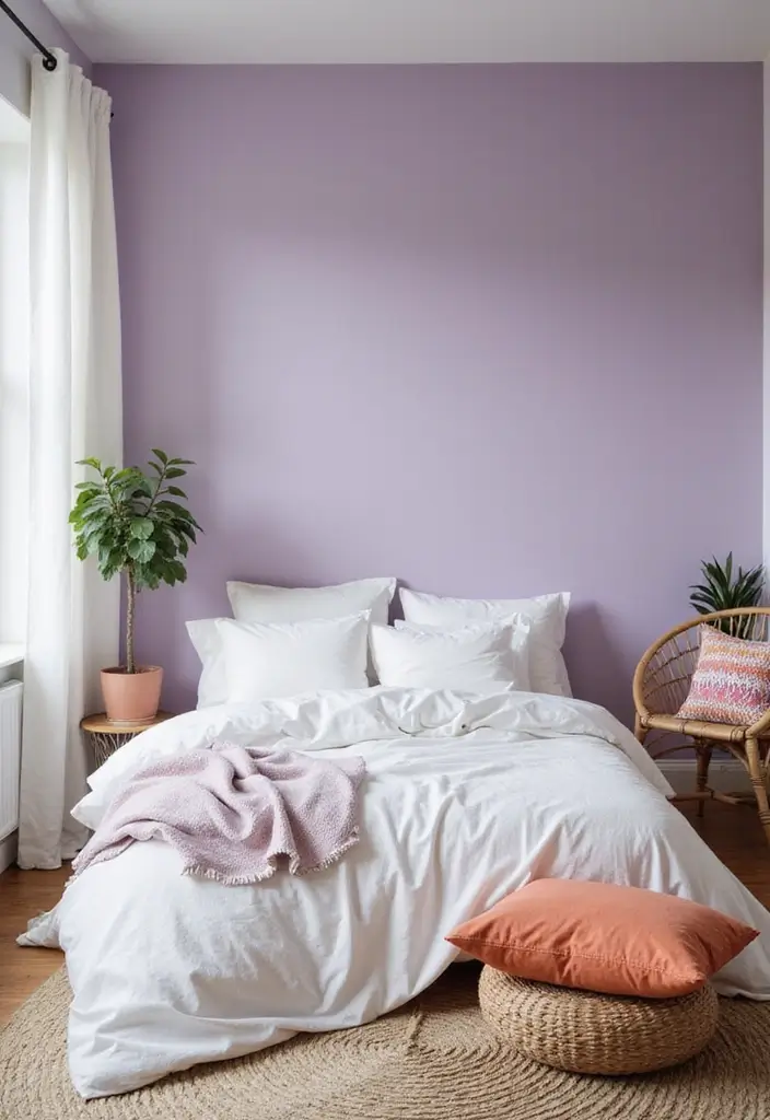 25+ Accent Wall Paint Ideas That Instantly Upgrade Your Space 6 25+ Accent Wall Paint Ideas That Instantly Upgrade Your Space - 6. Soft Lavender