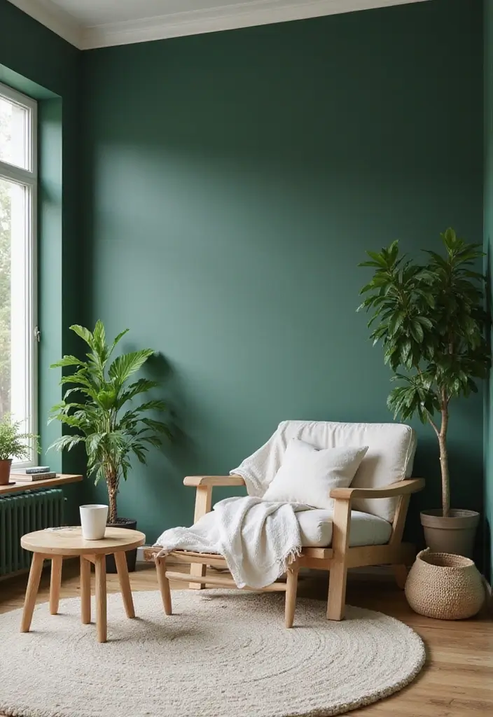 25 Beautiful House Color Schemes Interior Designers Recommend - 14. Deep Forest Green and Soft White