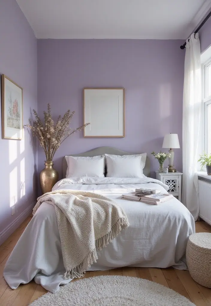 25 Beautiful House Color Schemes Interior Designers Recommend - 18. Peaceful Lavender and Soft Gray