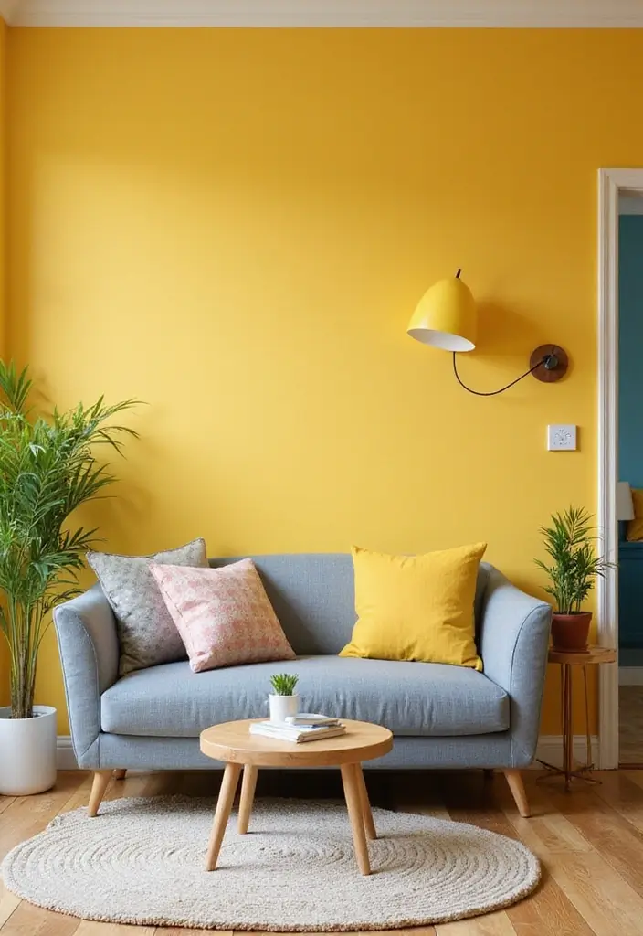 25 Beautiful House Color Schemes Interior Designers Recommend - 8. Sunny Yellow and Cool Gray