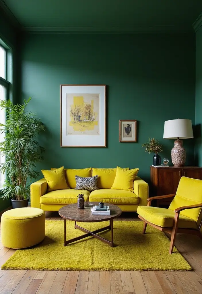 25 Best Dark Green Paint Colors for Cozy & Elegant Interiors - 15. Chartreuse: Bold and Unexpected
