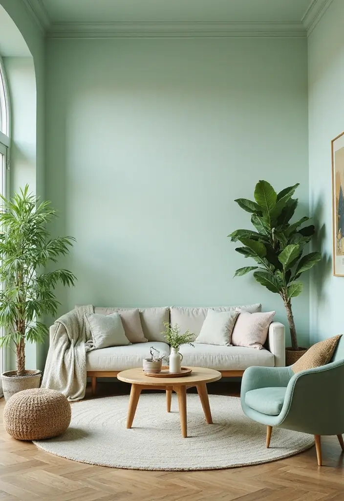25+ Best Paint Colors for Living Room That Create Cozy & Stylish Spaces - 22. Pale Mint Green