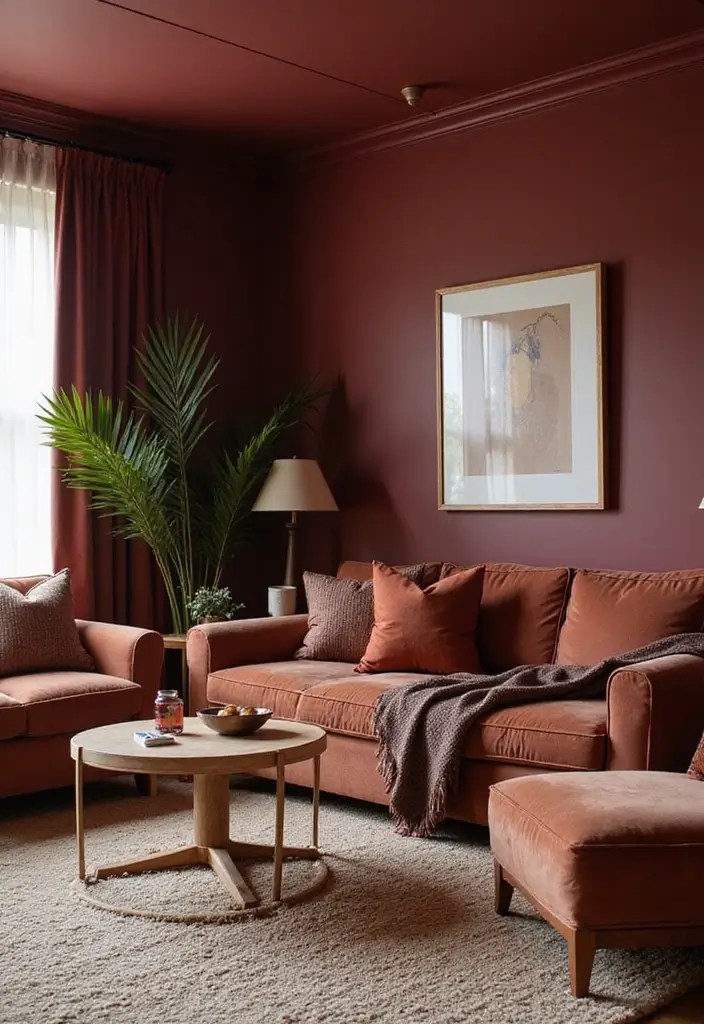 25+ Best Paint Colors for Living Room That Create Cozy & Stylish Spaces - 23. Bold Burgundy