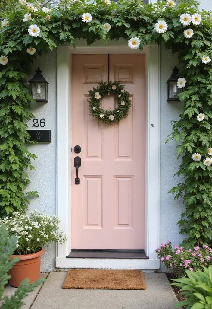 25+ Front Door Paint Colors to Make a Striking First Impression 16 25+ Front Door Paint Colors to Make a Striking First Impression - 16. Subtle Blush Pink