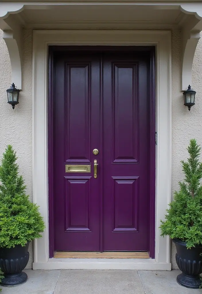 25+ Front Door Paint Colors to Make a Striking First Impression 17 25+ Front Door Paint Colors to Make a Striking First Impression - 17. Regal Deep Purple