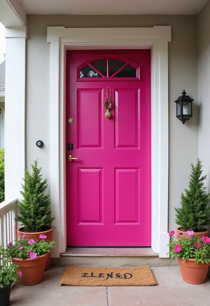 25+ Front Door Paint Colors to Make a Striking First Impression 20 25+ Front Door Paint Colors to Make a Striking First Impression - 20. Bright Raspberry