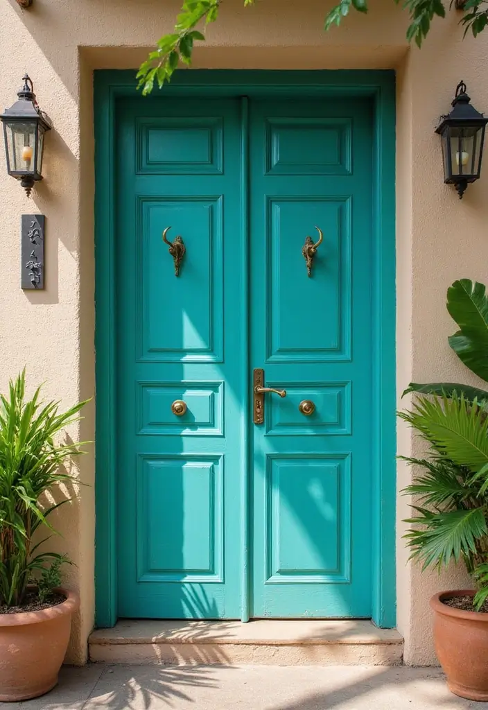 25+ Front Door Paint Colors to Make a Striking First Impression 22 25+ Front Door Paint Colors to Make a Striking First Impression - 22. Exotic Teal