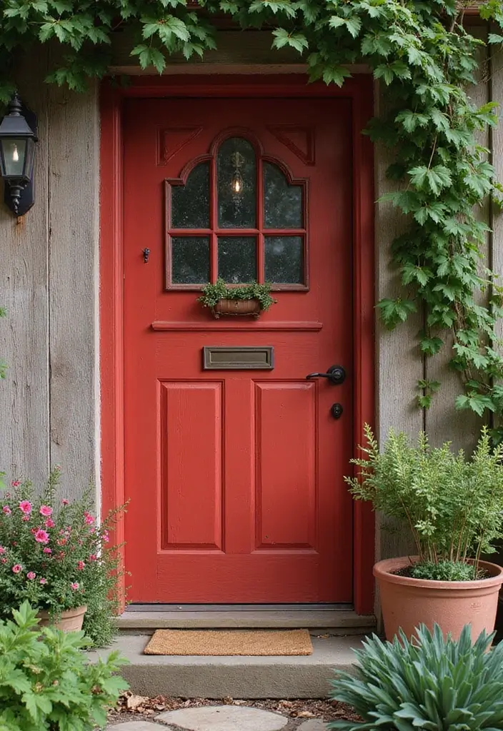 25+ Front Door Paint Colors to Make a Striking First Impression 24 25+ Front Door Paint Colors to Make a Striking First Impression - 24. Rustic Barn Red