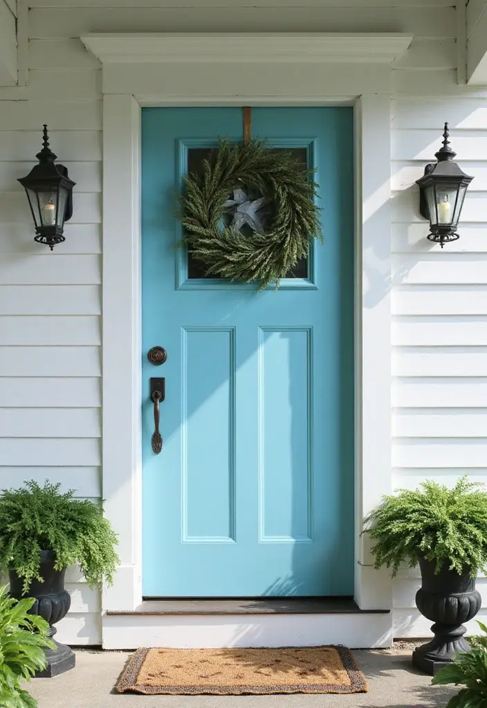 25+ Front Door Paint Colors to Make a Striking First Impression 3 25+ Front Door Paint Colors to Make a Striking First Impression - 3. Cool Ocean Blue
