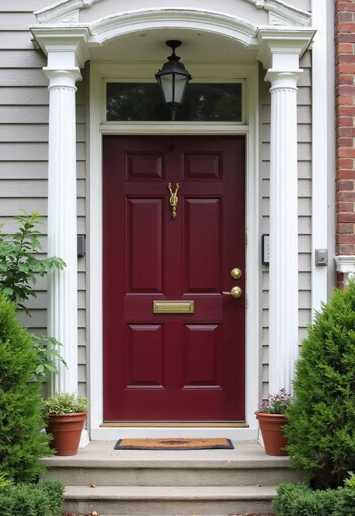 25+ Front Door Paint Colors to Make a Striking First Impression 4 25+ Front Door Paint Colors to Make a Striking First Impression - 4. Bold Burgundy