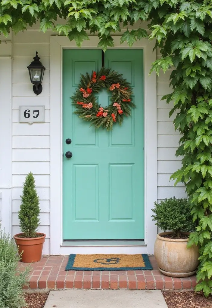 25+ Front Door Paint Colors to Make a Striking First Impression 8 25+ Front Door Paint Colors to Make a Striking First Impression - 8. Playful Mint Green