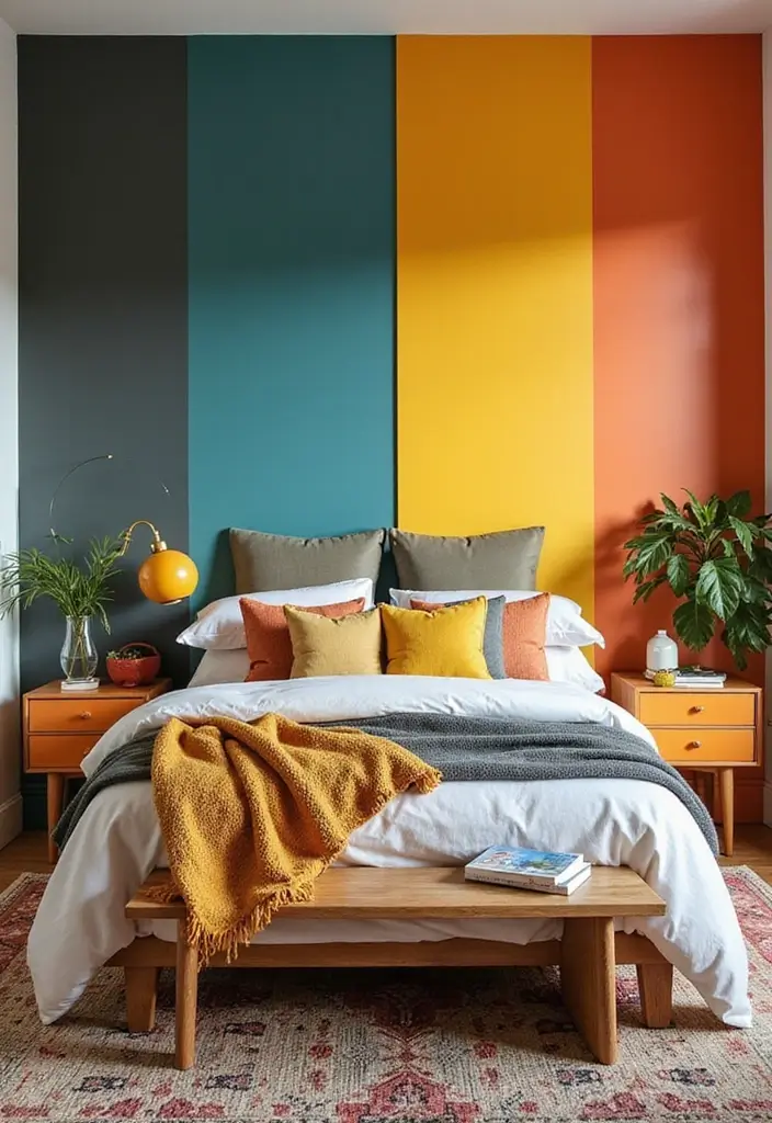 25 Fun Girls Room Paint Ideas with Pops of Color - 13. Bold Color Blocking