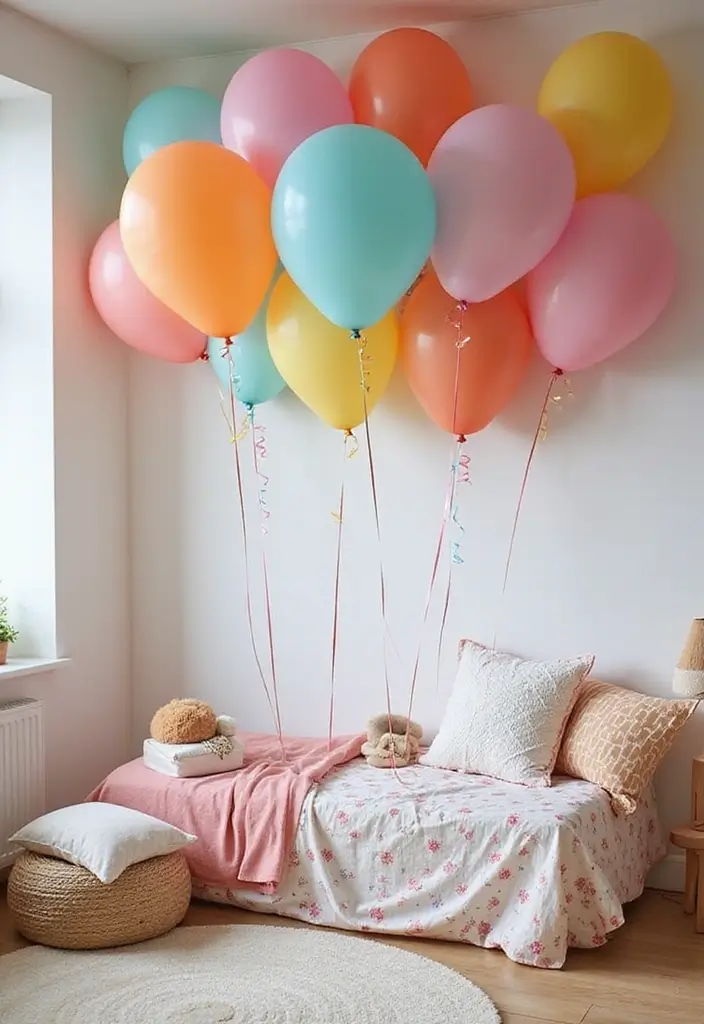 25 Fun Girls Room Paint Ideas with Pops of Color - 17. Whimsical Balloons