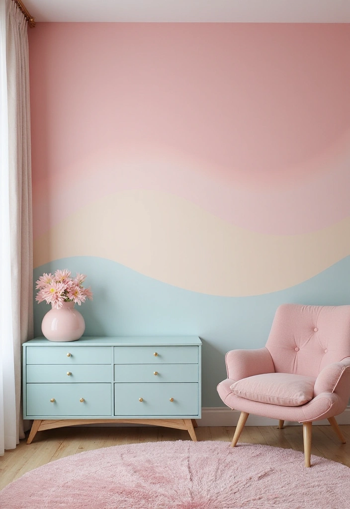 25 Fun Girls Room Paint Ideas with Pops of Color - 19. Daring Ombre