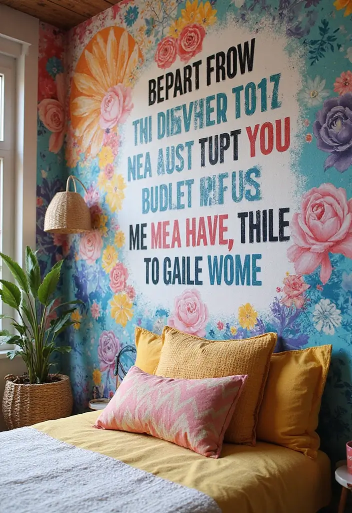 25 Fun Girls Room Paint Ideas with Pops of Color - 21. Inspiring Quotes