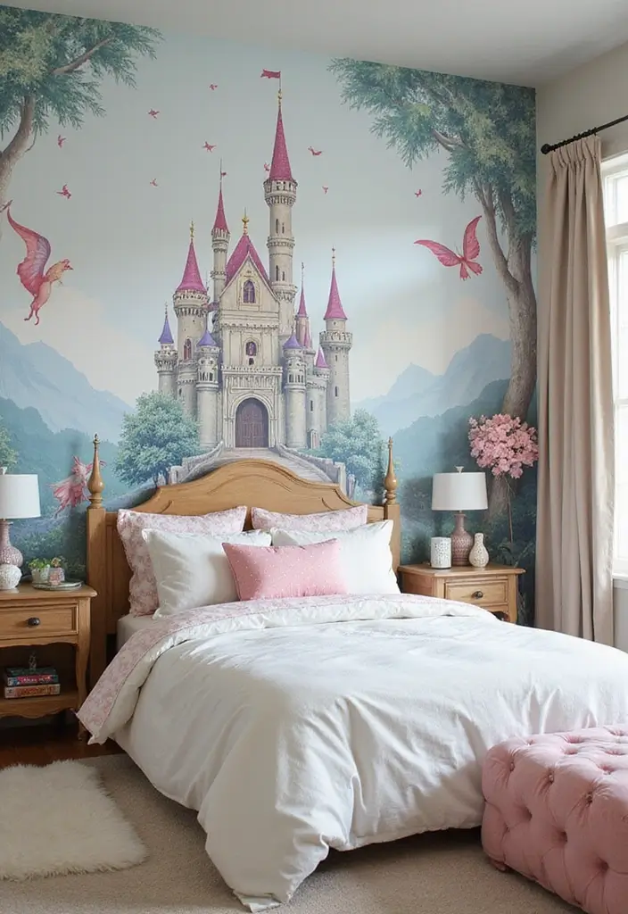 25 Fun Girls Room Paint Ideas with Pops of Color - 22. Fantastic Fairytales