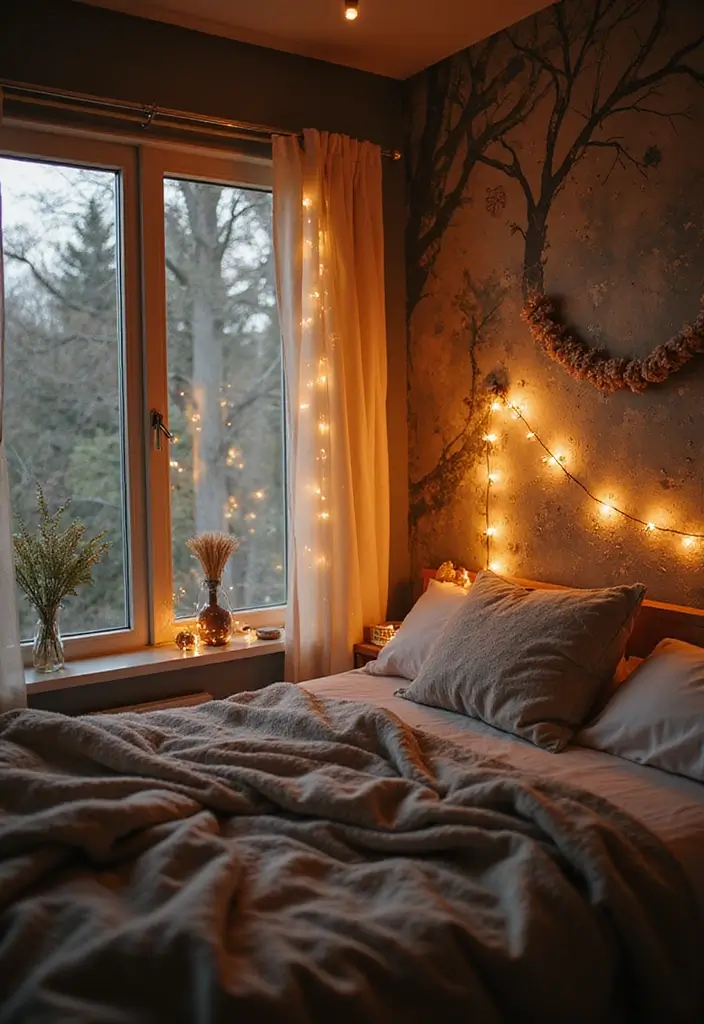 25 Fun Girls Room Paint Ideas with Pops of Color - 25. Sparkly Fairy Lights