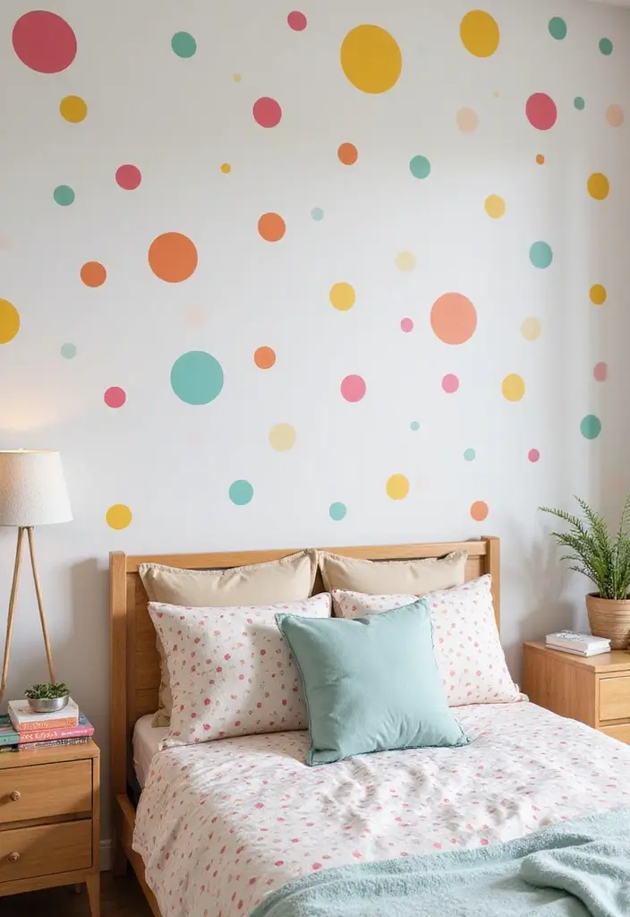 25 Fun Girls Room Paint Ideas with Pops of Color - 3. Whimsical Polka Dots