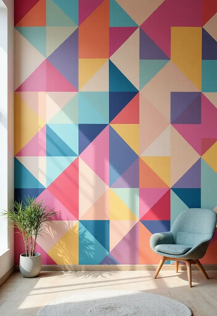 25 Funky Wall Paint Ideas That Add Personality to Your Room - 1. Geometric Heaven
