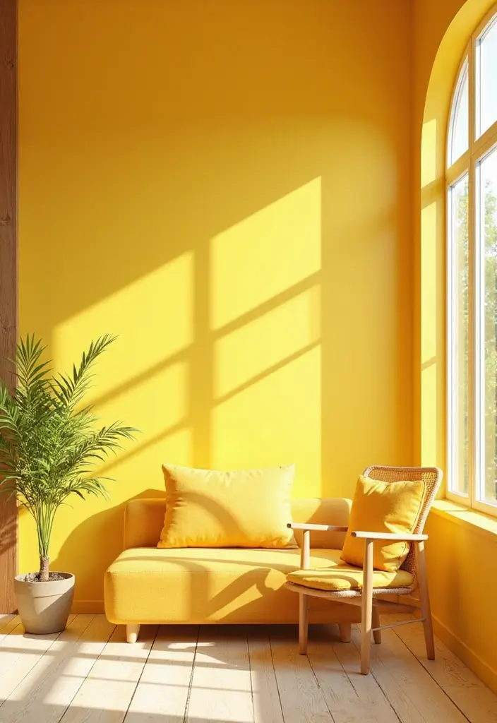 25 Funky Wall Paint Ideas That Add Personality to Your Room - 16. Sunshine Yellow