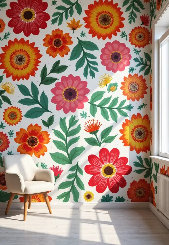 25 Funky Wall Paint Ideas That Add Personality to Your Room - 4. Whimsical Floral