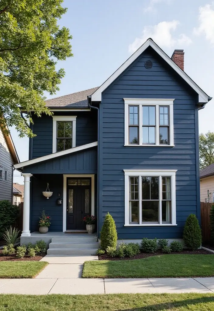 25 Gorgeous Bloxburg Color Schemes Exterior House Ideas - 15. Deep Navy Blue