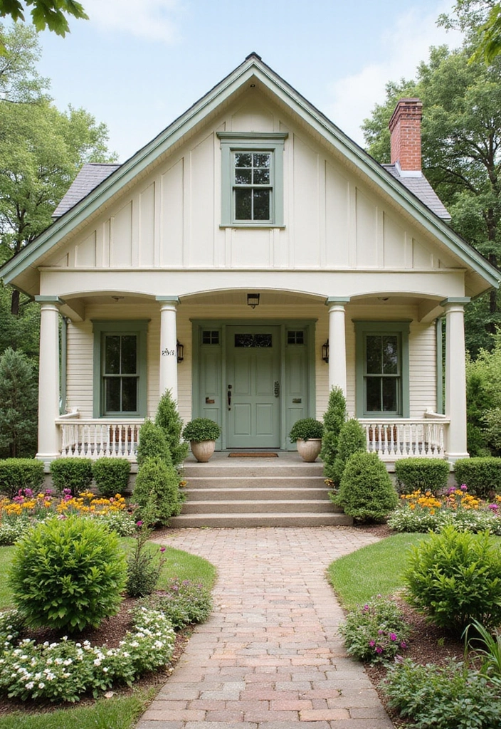 25 Gorgeous Bloxburg Color Schemes Exterior House Ideas - 16. Light Cream and Sage