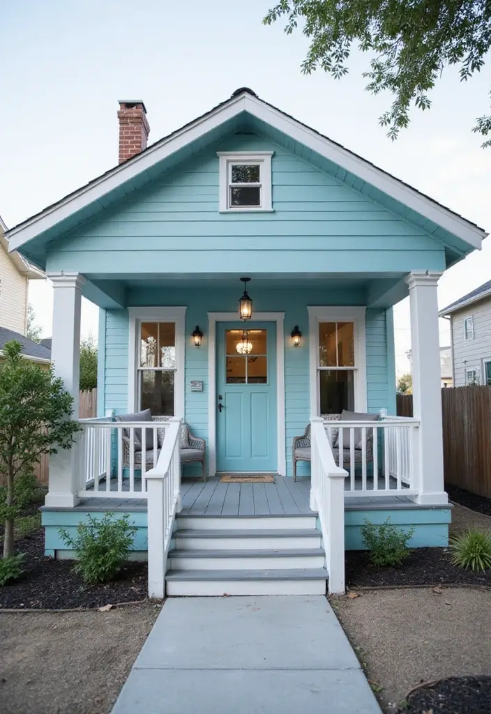 25 Gorgeous Bloxburg Color Schemes Exterior House Ideas - 2. Sky Blue Serenity