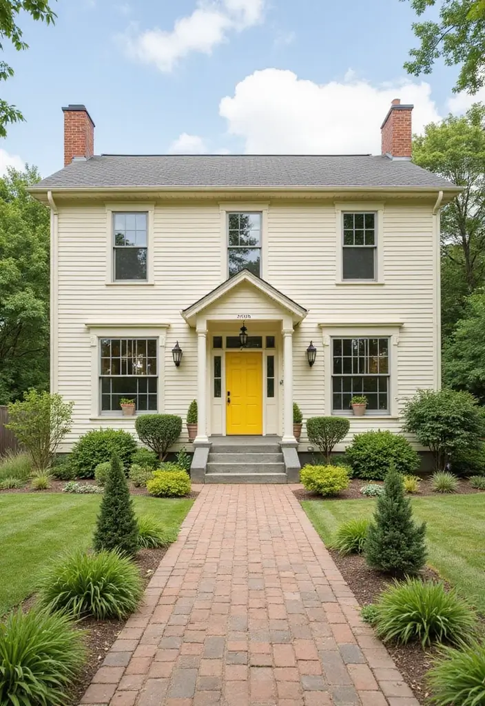 25 Gorgeous Bloxburg Color Schemes Exterior House Ideas - 20. Lemon Yellow Accents