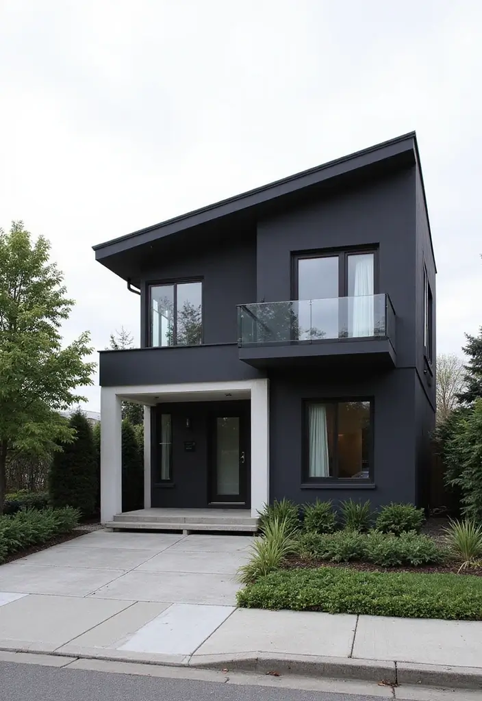 25 Gorgeous Bloxburg Color Schemes Exterior House Ideas - 8. Black and White Elegance