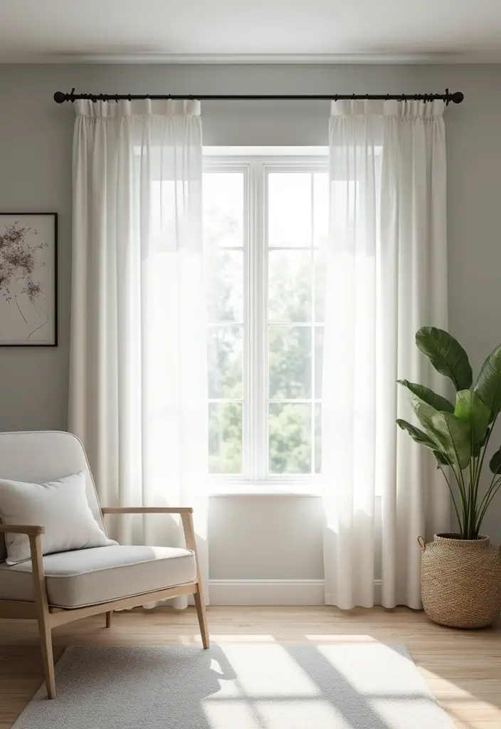 25 Ideas de Salas Color Gris Decoracion Hermosa - 12. Cortinas en Tonos Claros