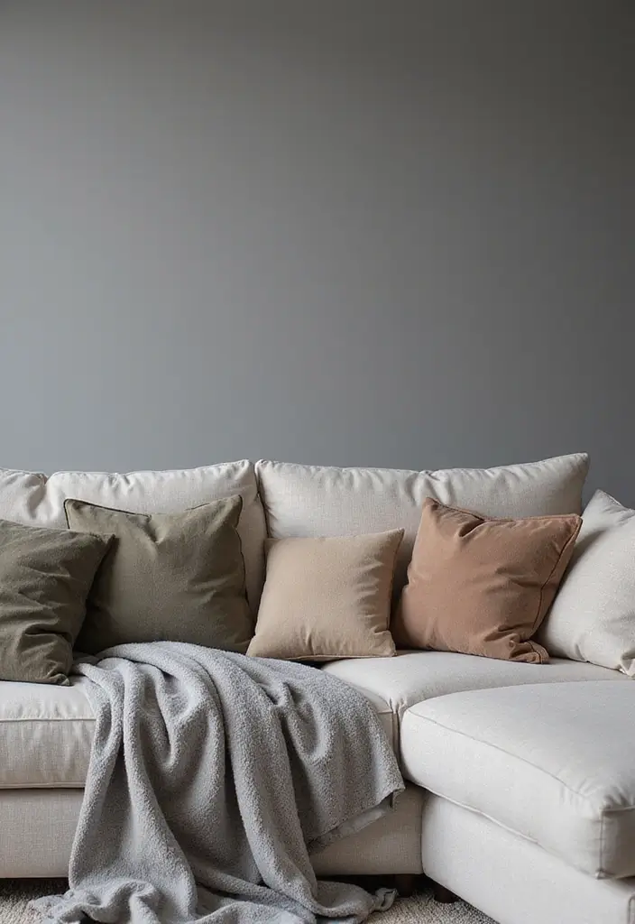 25 Ideas de Salas Color Gris Decoracion Hermosa - 16. Cojines en Diferentes Texturas