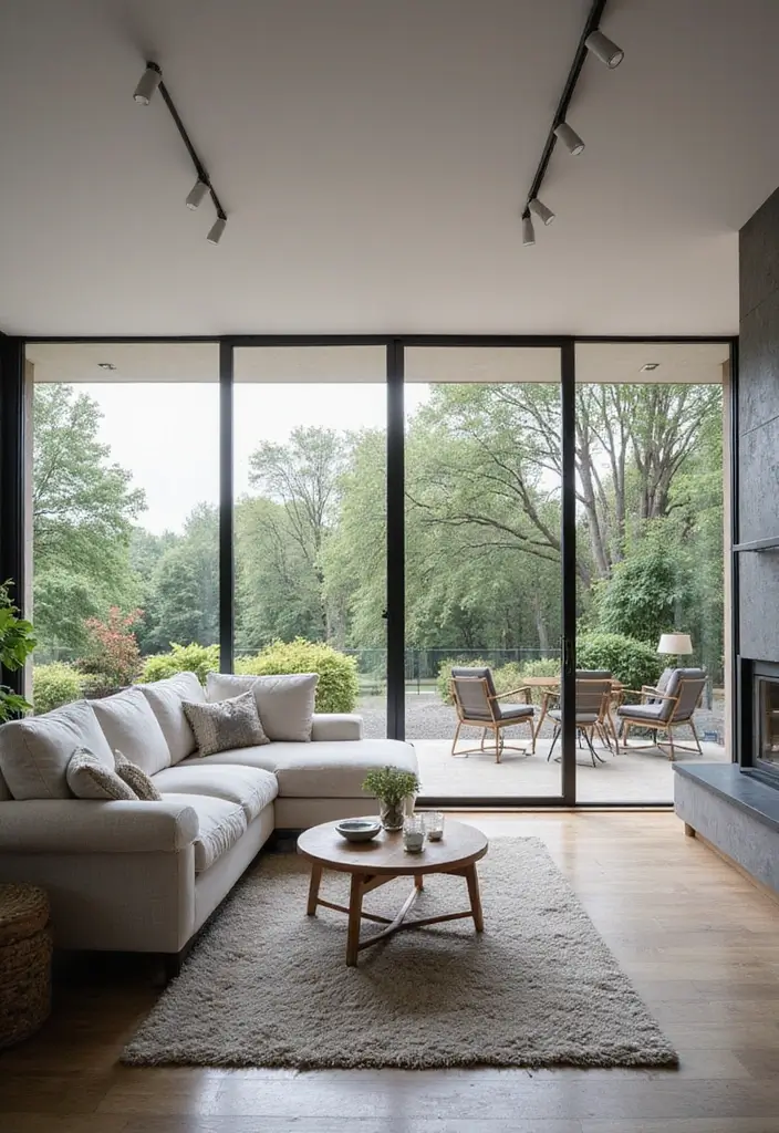25 Ideas de Salas Color Gris Decoracion Hermosa - 24. Conexión con el Exterior