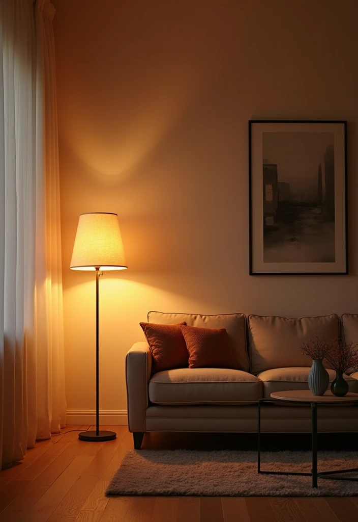 25 Ideas de Salas Color Gris Decoracion Hermosa - 7. Iluminación Cálida y Acogedora