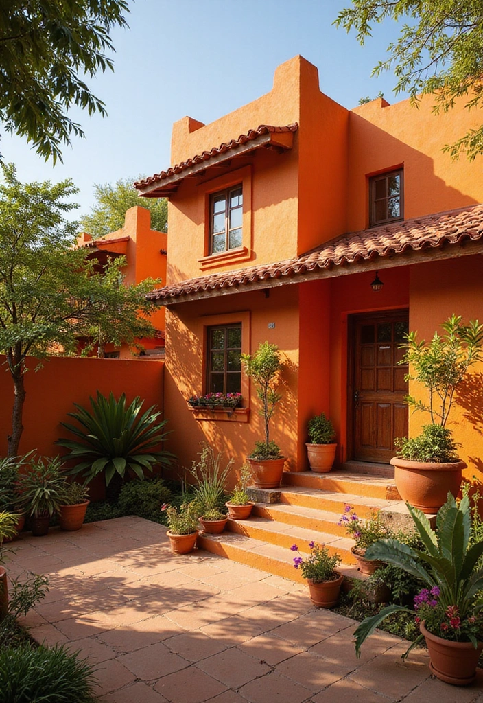 25 Perfect Exterior Paint Colors for House Indian Style Homes 13 25 Perfect Exterior Paint Colors for House Indian Style Homes - 13. Sunset Orange