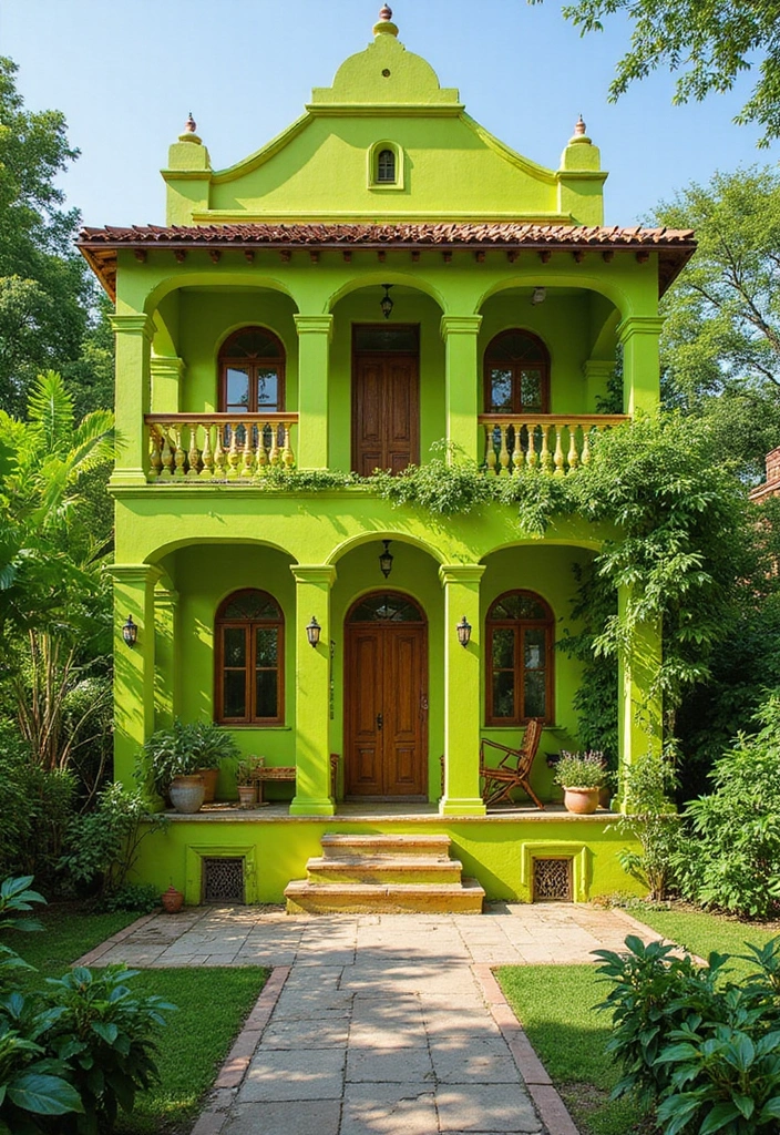 25 Perfect Exterior Paint Colors for House Indian Style Homes 18 25 Perfect Exterior Paint Colors for House Indian Style Homes - 18. Bright Lime Green