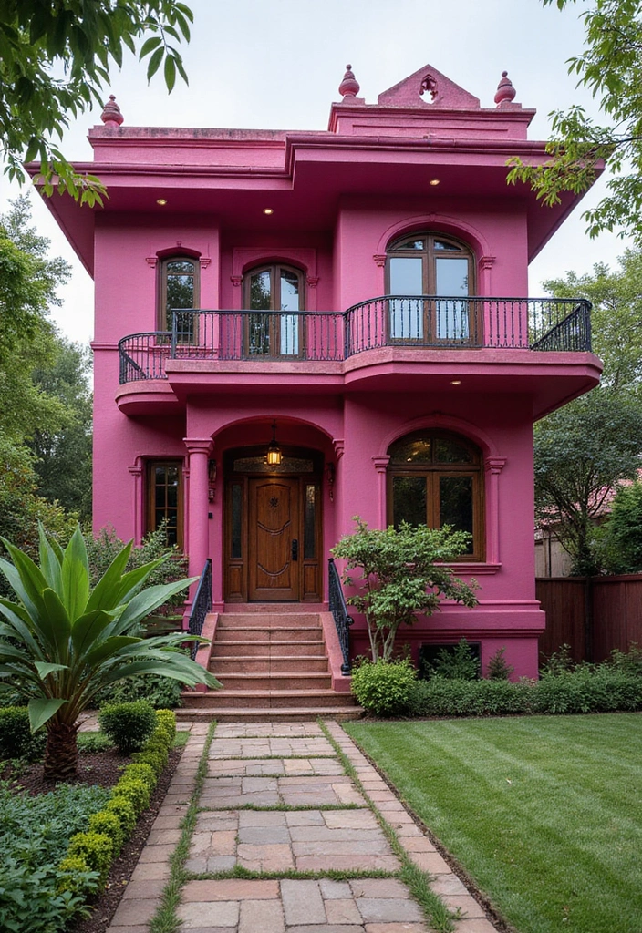 25 Perfect Exterior Paint Colors for House Indian Style Homes 9 25 Perfect Exterior Paint Colors for House Indian Style Homes - 9. Bold Fuchsia