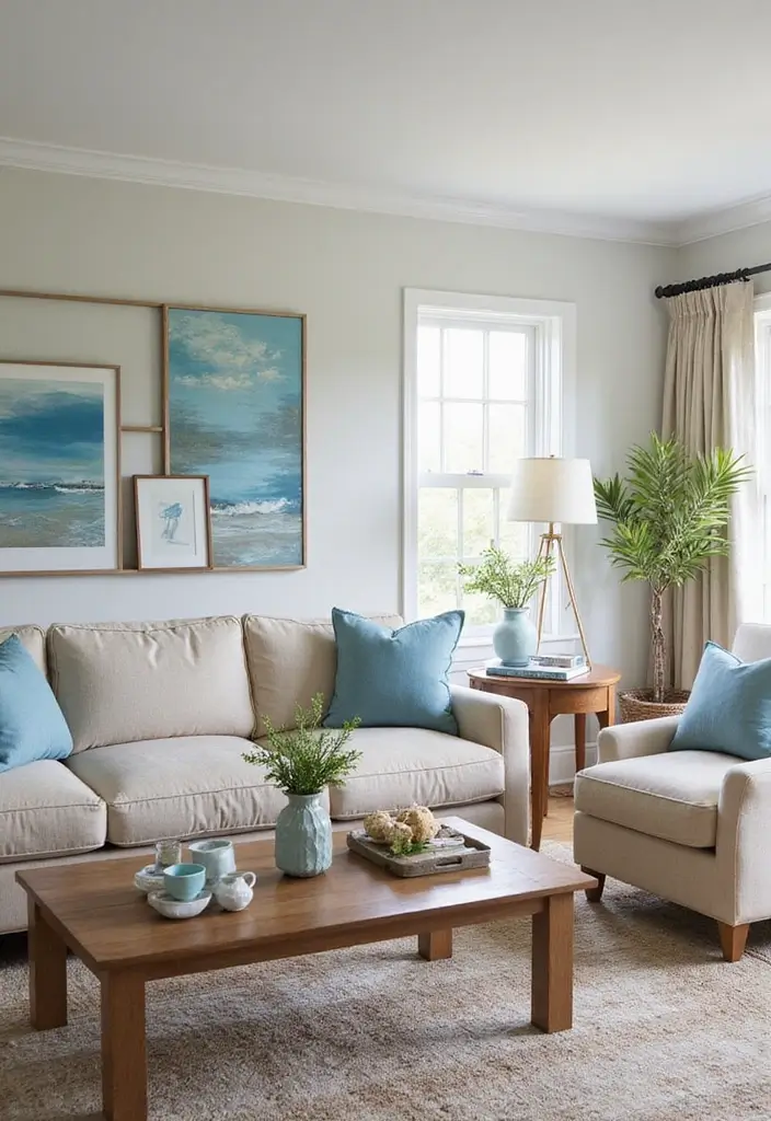 25 Sky Blue Color Combinations That Feel Fresh & Modern - 1. Sky Blue and Sandy Beige