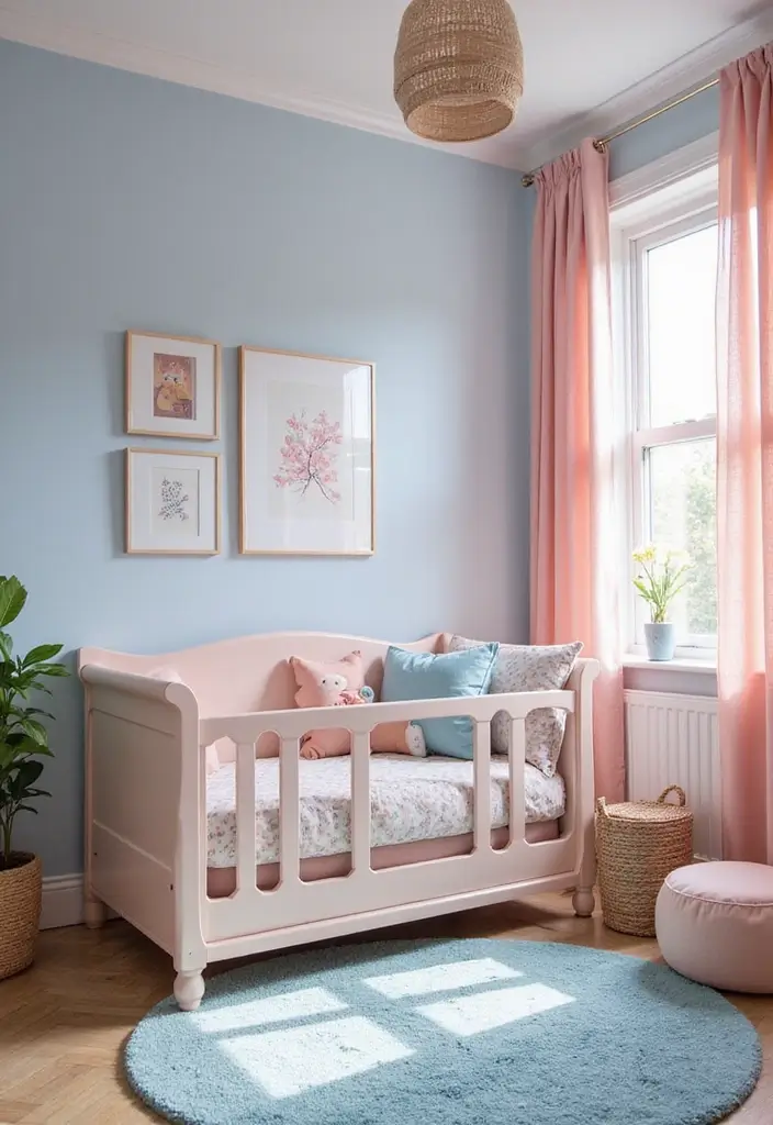 25 Sky Blue Color Combinations That Feel Fresh & Modern - 10. Sky Blue with Pastel Pink