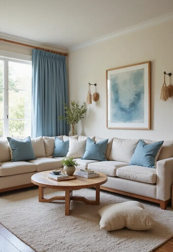 25 Sky Blue Color Combinations That Feel Fresh & Modern - 15. Sky Blue with Cream