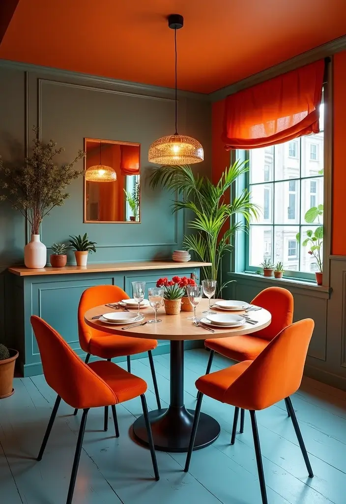 25 Sky Blue Color Combinations That Feel Fresh & Modern - 17. Sky Blue with Burnt Orange